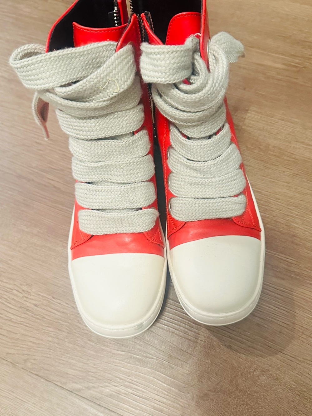 Red High-Top Women's Sneakers with Cream Accents